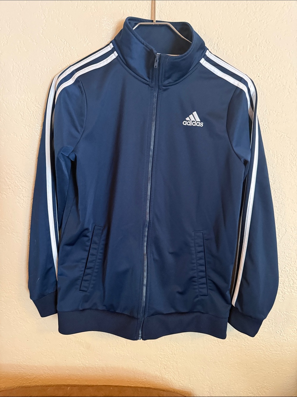 adidas Navy Track Jacket with White Stripes